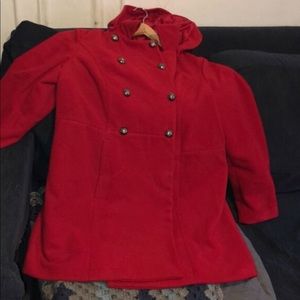 Pea coat jacket with a hood  size 16 w. Stretch